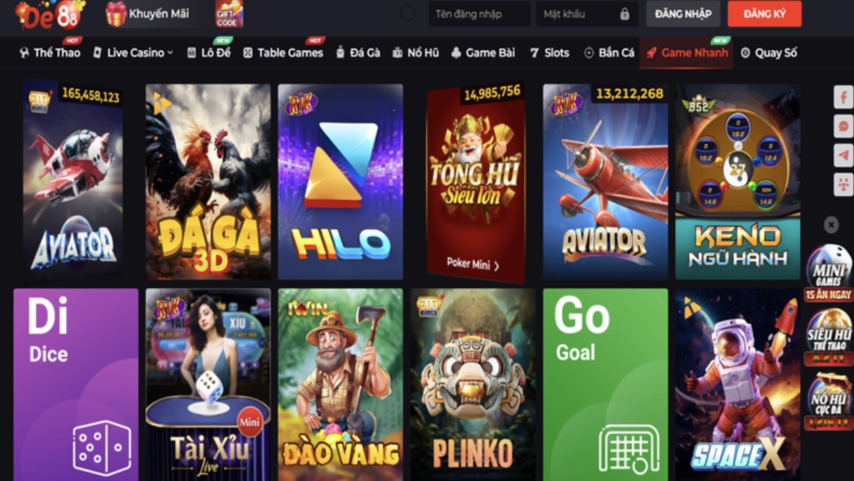 Tổng quan về sảnh game nhanh tại DE88